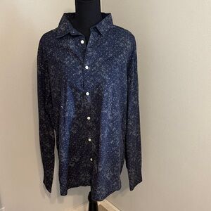 Men's Navy Blue Patterned Shirt
